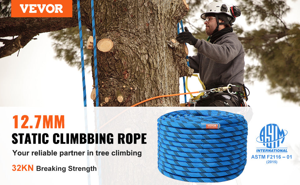 VEVOR Static Climbing Rope 30 kN Breaking Strength for Outdoors