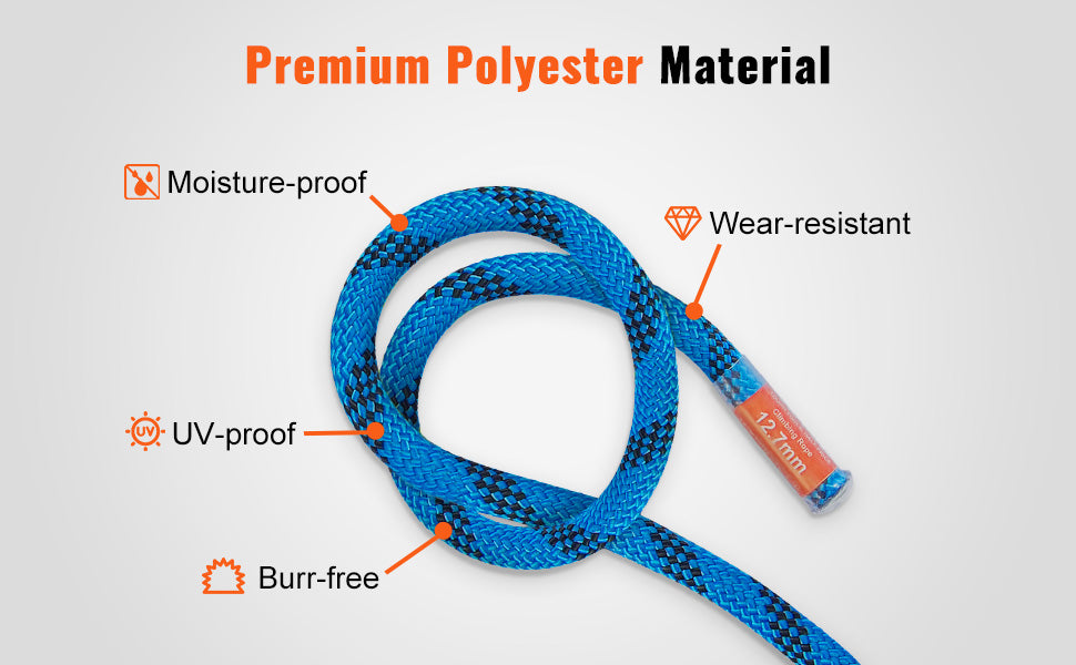 VEVOR Static Climbing Rope 30 kN Breaking Strength for Outdoors