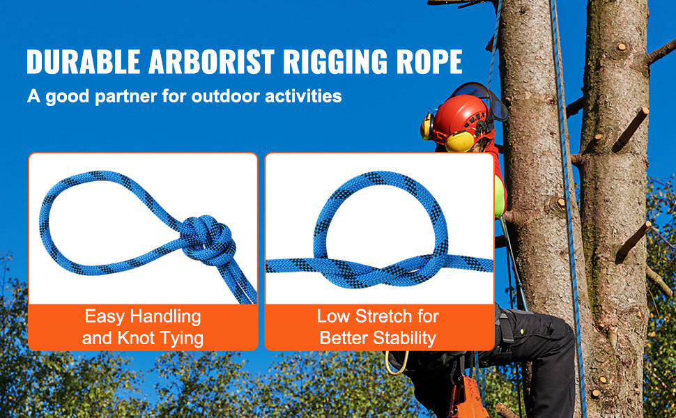 VEVOR Static Climbing Rope 30 kN Breaking Strength for Outdoors