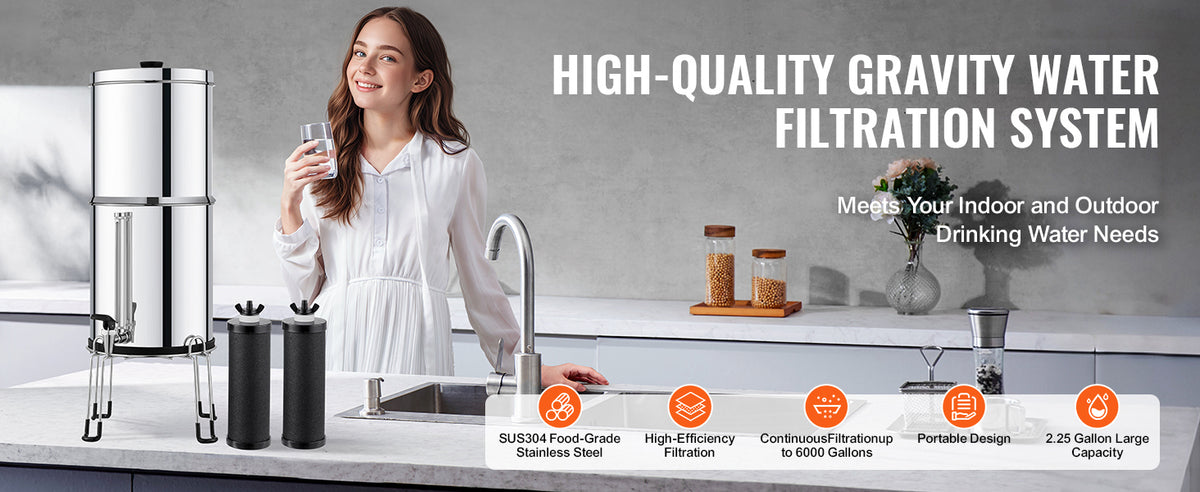 SucceBuy Gravity Fed Stainless Steel Water Filter System