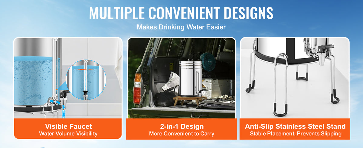 SucceBuy Gravity Fed Stainless Steel Water Filter System