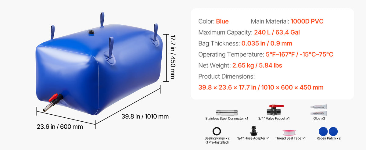 SucceBuy Collapsible TPU Water Storage Bladder For Camping And Irrigation