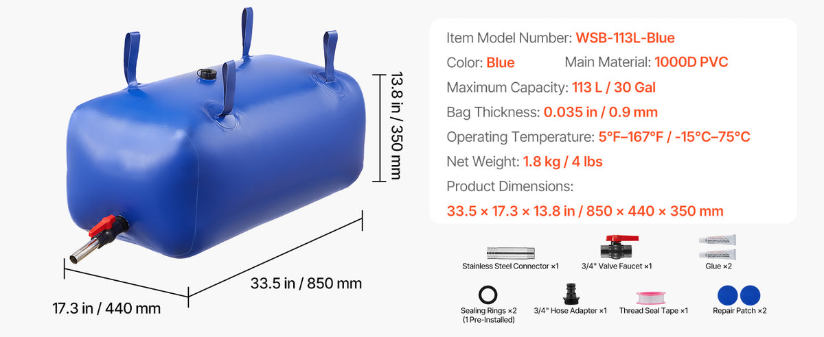SucceBuy Collapsible TPU Water Storage Bladder For Camping And Irrigation