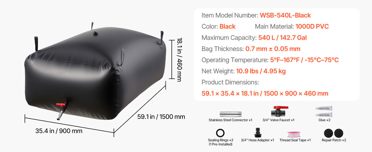 SucceBuy Collapsible TPU Water Storage Bladder For Camping And Irrigation
